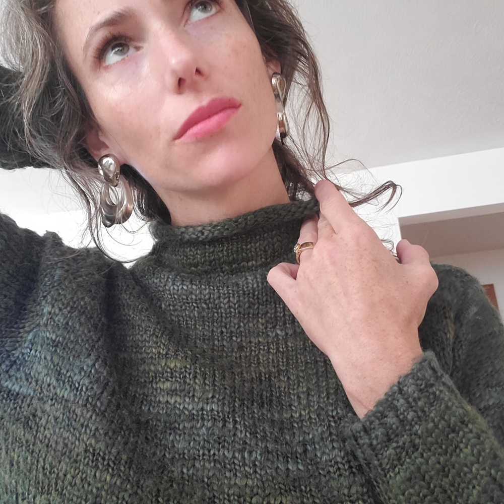 Authentic St John's Bay variegated knit mock neck sweater Vintage 90's